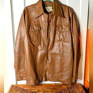 Vintage 1970's Pacific Trail Faux Leather Vinyl Jacket, Size L